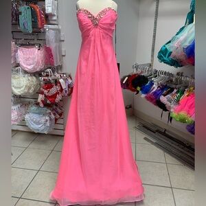 Alyce 00 Neon Pink Beaded Bodice Pageant Prom Homecoming Formal Gown Dress NWT